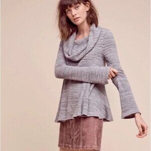 Postmark Top Women's Size S Gray Waffle Thermal Peplum Cowl Neck Anthropologie